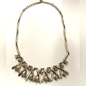 Karine Sultan Gold Textured Statement Necklace – Holiday Sparkle Bib – 16 - 20”